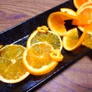 レモン、ライム、オレンジ等柑橘類の飾り切り